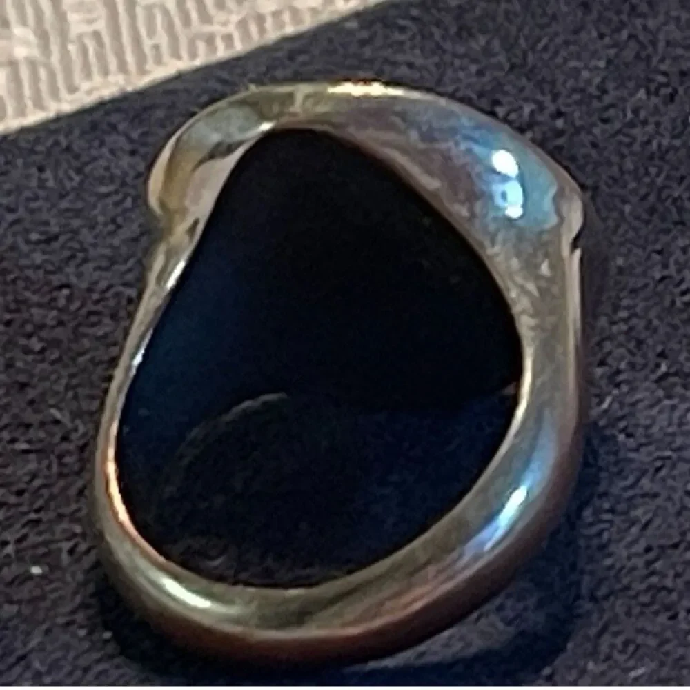 Vintage Dome Large Chunky Statement Oval Plated Silver & Copper Ring SIZE 7.5